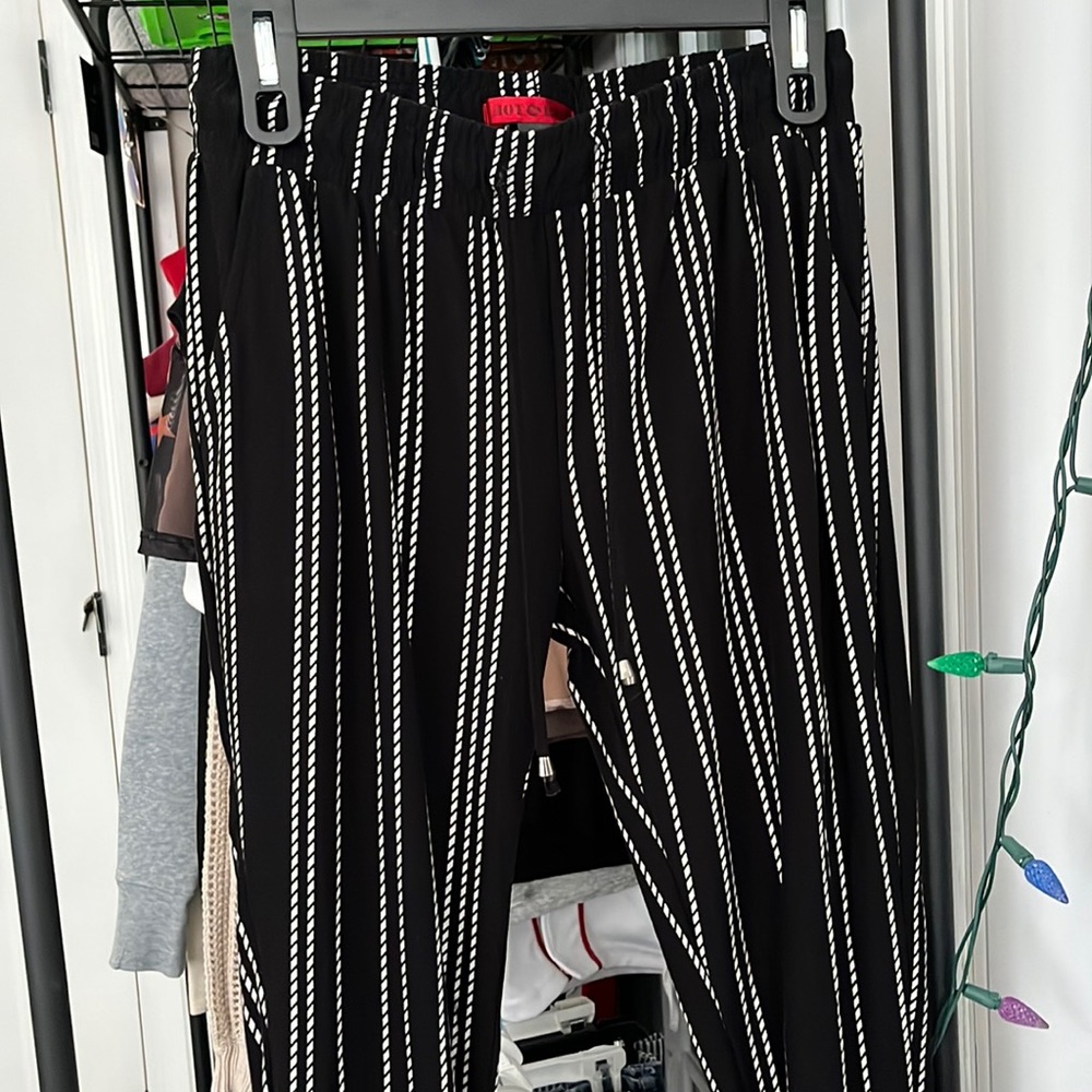 Black and White Striped Dress Pants
